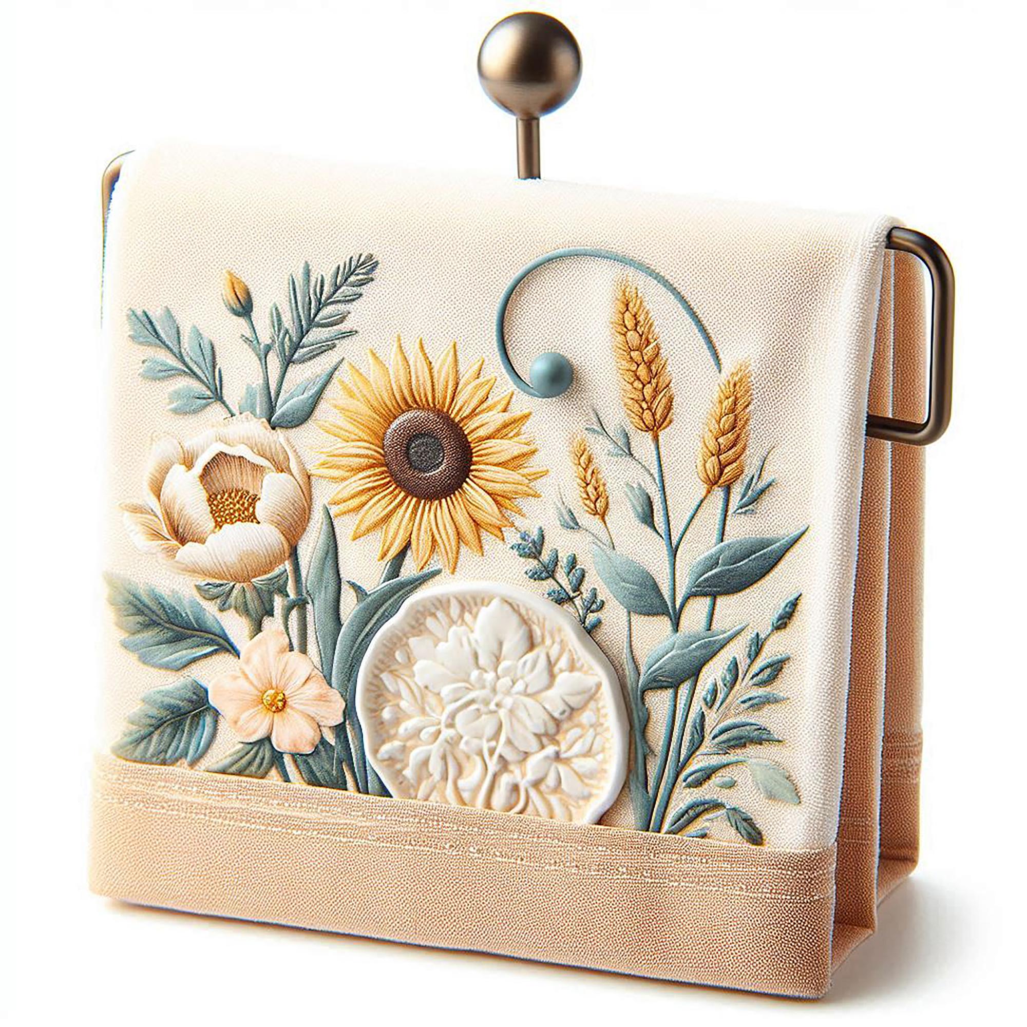 Ricamo floreale su pochette